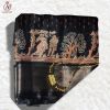 Black SIlk saree Elegant black silk saree with Radha Krishna border and copper zari work. Perfect for weddings, festive occasions, and cultural functions.