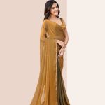 Golden Green Jimmy Choo Fabric Saree – Party & Festive Wear